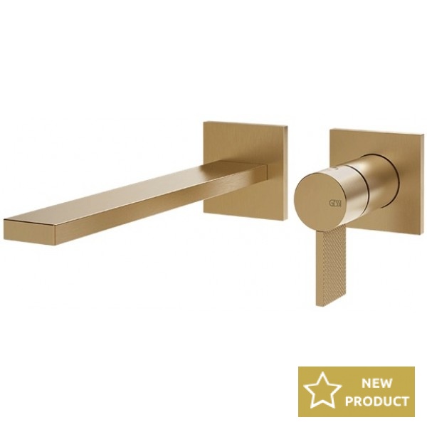 Wash basin tap Wall-mounted - external part 2 holes mixer Without waste, color: Bronze 19,7cm material: Brass surface: Brushed Wall-mounted - external part