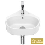 Washbasin Wall-mounted 40x44 With 1 bowl With hole in the middle With overflow material: Porcelain, color: White surface: Glossy Wall-mounted