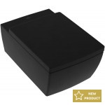 Wall-mounted toilet & toilet seat soft closing, style: Sandwich hidden fixation Self-Cleaning / Rimless 53cm surface: Matt, color: Black Wall-mounted