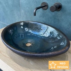 Νιπτήρας ελευθέρας τοποθέτησης 50x38 από κεραμικό χωρίς οπή  χωρίς υπερχείλιση, χρώμα: Πράσινο επιφάνεια: Γυαλιστερή Ελευθέρας τοποθέτησης