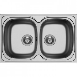 Νεροχύτης ανοξείδωτος 79x50 από inox επιφάνεια: Σατινέ χωρίς πάγκο ένθετος 2 γούρνες 2B, χρώμα: Χρωμέ Ανοξείδωτοι