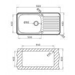 Sink Stainless (Steel) 96x48 material: Inox surface: Glossy left / right nested 1 bowl 1B 1D, color: Chrome Stainless steel