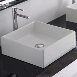 Νιπτήρας ελευθέρας τοποθέτησης 39x39x13 από πορσελάνη χωρίς οπή  χωρίς υπερχείλιση, χρώμα: Λευκό επιφάνεια: Γυαλιστερή Ελευθέρας τοποθέτησης