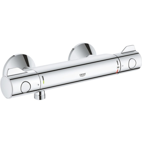 Shower tap Wall-mounted exposed material: Brass thermostatic without hand shower, hose and holder, color: Chrome surface: Glossy Wall-mouned exposed