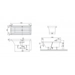 Bathtub Rectangular 180x80 material: Quaryl, color: White no grab bars surface: Glossy Rectangular