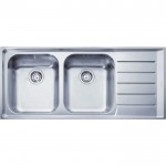Νεροχύτης ανοξείδωτος 116x51 από inox επιφάνεια: Λεία ματ με πάγκο δεξιά ένθετος 2 γούρνες, χρώμα: Χρωμέ Ανοξείδωτοι