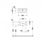 Νιπτήρας επίτοιχος 50x22x12 με 1 γούρνα με οπή δεξιά χωρίς κολώνα από πορσελάνη, χρώμα: Λευκό επιφάνεια: Γυαλιστερή Επίτοιχοι