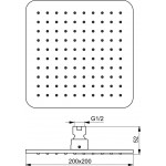 Κεφαλή ντους επίτοιχος τύπος / οροφής 20x20 από ορείχαλκο 1 ροής, χρώμα: Χρωμέ επιφάνεια: Γυαλιστερή Κεφαλές ντους