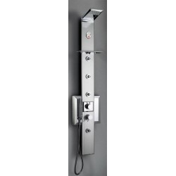 Equipped shower column 140cm, color: Chrome surface: Brushed Indoor with hydromassage