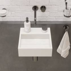 Νιπτήρας επίτοιχος 30x30x10 με 1 γούρνα χωρίς κολώνα χωρίς οπή  από solid surface, χρώμα: Λευκό επιφάνεια: Ματ Επίτοιχοι