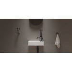 Washbasin Wall-mounted 40x22x10 40 no pedestal With 1 bowl With hole in the middle material: Solid Surface, color: White surface: Matt Wall-mounted Washbasin Wall-mounted 40x22x10 40 no pedestal With 1 bowl With hole in the middle material: Solid Surface, color: White surface: Matt Wall-mounted