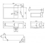 Νιπτήρας επίτοιχος 40x22x10 40 με 1 γούρνα με οπή στη μέση χωρίς κολώνα από solid surface, χρώμα: Λευκό επιφάνεια: Ματ Επίτοιχοι