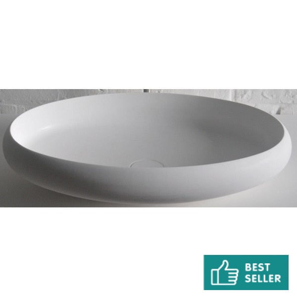 Νιπτήρας ελευθέρας τοποθέτησης 60x40x11,2 από solid surface χωρίς οπή  χωρίς υπερχείλιση, χρώμα: Λευκό επιφάνεια: Ματ Ελευθέρας τοποθέτησης