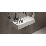 Νιπτήρας επίτοιχος 75x32x15 με 1 γούρνα χωρίς κολώνα χωρίς οπή  από solid surface, χρώμα: Λευκό επιφάνεια: Ματ Επίτοιχοι