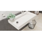 Νιπτήρας ελευθέρας τοποθέτησης 90x46x10 από solid surface χωρίς οπή  χωρίς υπερχείλιση, χρώμα: Λευκό επιφάνεια: Ματ Ελευθέρας τοποθέτησης