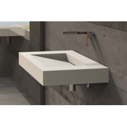 Νιπτήρας ελευθέρας τοποθέτησης 90x46x10 από solid surface χωρίς οπή  χωρίς υπερχείλιση, χρώμα: Λευκό επιφάνεια: Ματ Ελευθέρας τοποθέτησης