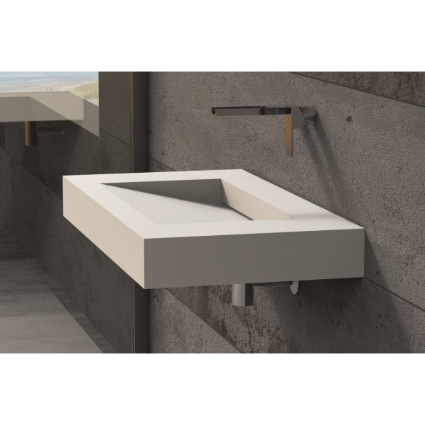 Νιπτήρας ελευθέρας τοποθέτησης 90x46x10 από solid surface χωρίς οπή  χωρίς υπερχείλιση, χρώμα: Λευκό επιφάνεια: Ματ Ελευθέρας τοποθέτησης