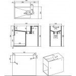 Νιπτήρας επίτοιχος 45x22x38 & ράφι με 1 γούρνα χωρίς κολώνα χωρίς οπή  από solid surface, χρώμα: Λευκό επιφάνεια: Ματ Επίτοιχοι