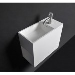 Νιπτήρας επίτοιχος 45x22x38 & ράφι με 1 γούρνα χωρίς κολώνα χωρίς οπή  από solid surface, χρώμα: Λευκό επιφάνεια: Ματ Επίτοιχοι