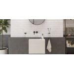 Νιπτήρας επίτοιχος 45x22x38 & ράφι με 1 γούρνα χωρίς κολώνα χωρίς οπή  από solid surface, χρώμα: Λευκό επιφάνεια: Ματ Επίτοιχοι