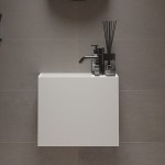 Νιπτήρας επίτοιχος 45x22x38 & ράφι με 1 γούρνα χωρίς κολώνα χωρίς οπή  από solid surface, χρώμα: Λευκό επιφάνεια: Ματ Επίτοιχοι