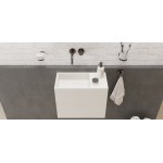 Νιπτήρας επίτοιχος 45x22x38 & ράφι με 1 γούρνα χωρίς κολώνα χωρίς οπή  από solid surface, χρώμα: Λευκό επιφάνεια: Ματ Επίτοιχοι