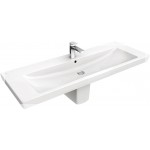 Washbasin Wall-mounted 130x47x16 semi pedestal / full pedestal  With 1 bowl With hole in the middle material: Porcelain, color: White surface: Glossy Wall-mounted