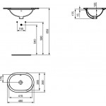 Washbasin Under counter 41,5x28,5 material: Porcelain With overflow, color: White surface: Glossy Washbasin Under counter 41,5x28,5 material: Porcelain With overflow, color: White surface: Glossy Under counter