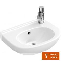 Νιπτήρας επίτοιχος 36x27,5x13 White Alpin με 1 γούρνα με οπή στη μέση χωρίς κολώνα από πορσελάνη, χρώμα: Λευκό επιφάνεια: Γυαλιστερή Επίτοιχοι