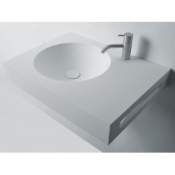 Washbasin Wall-mounted 60x45x10 no pedestal With 1 bowl Without hole material: Solid Surface, color: White surface: Matt