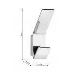 Hook double Flat wall mounted material: Brass, color: Chrome surface: Glossy Hooks