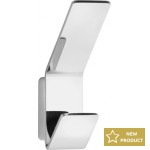 Hook double Flat wall mounted material: Brass, color: Chrome surface: Glossy Hooks