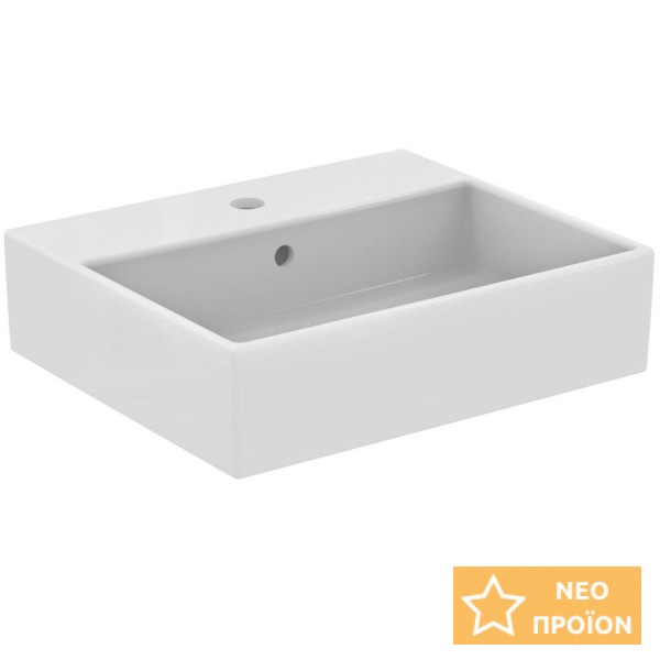 Νιπτήρας ελευθέρας τοποθέτησης 50x42x13 από πορσελάνη με μία οπή με υπερχείλιση, χρώμα: Λευκό επιφάνεια: Γυαλιστερή Ελευθέρας τοποθέτησης