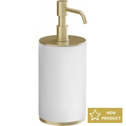 Dispenser countertop material: Brass, color: White/Gold surface: Brushed Soap dispensers
