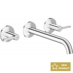 Wash basin tap Wall-mounted - external part 3 holes dual-level With non-closing waste set, color: Chrome material: Brass surface: Glossy Wall-mounted - external part Wash basin tap Wall-mounted - external part 3 holes dual-level With non-closing waste set, color: Chrome material: Brass surface: Glossy Wall-mounted - external part
