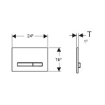 Πλακέτα εντοιχιζόμενου καζανακίου με χρωμέ inox μπουτόν από κρύσταλλο διπλής ενέργειας μηχανικά, χρώμα: Γκρι επιφάνεια: Γυαλιστερή Πλακέτες