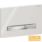 Πλακέτα εντοιχιζόμενου καζανακίου με χρωμέ inox μπουτόν από κρύσταλλο διπλής ενέργειας μηχανικά, χρώμα: Γκρι επιφάνεια: Γυαλιστερή Πλακέτες