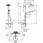 Shower tap with showerpipe and overhead shower Wall-mounted material: Brass thermostatic, color: Black surface: Brushed Wall-mounted exposed with showerpipe and overhead shower Shower tap with showerpipe and overhead shower Wall-mounted material: Brass thermostatic, color: Black surface: Brushed Wall-mounted exposed with showerpipe and overhead shower