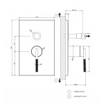Shower tap Wall-mounted external part 2 way material: Brass mixer With plate without hand shower, hose and holder, color: Chrome surface: Brushed Wall-mounted - external part