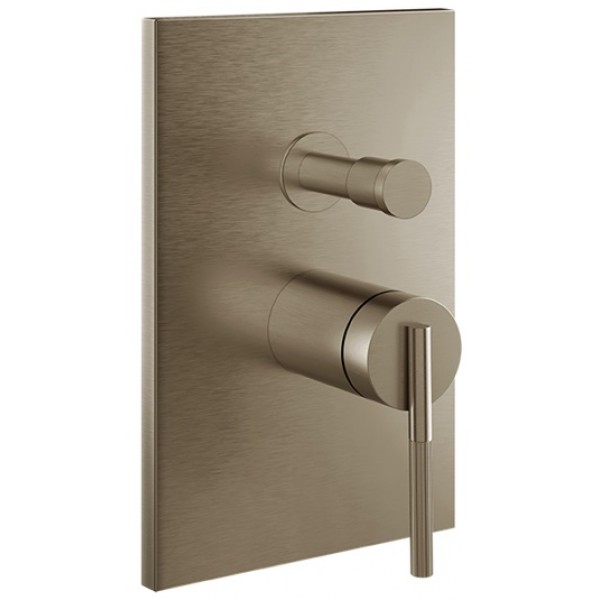 Shower tap Wall-mounted external part 2 way material: Brass mixer With plate without hand shower, hose and holder, color: Chrome surface: Brushed Wall-mounted - external part