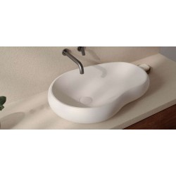 Νιπτήρας ελευθέρας τοποθέτησης 62x42x11 από solid surface χωρίς οπή  χωρίς υπερχείλιση, χρώμα: Λευκό επιφάνεια: Ματ