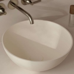 Νιπτήρας ελευθέρας τοποθέτησης 39x39x14,5 από solid surface χωρίς οπή  χωρίς υπερχείλιση Cream Matt, χρώμα: Μπεζ επιφάνεια: Ματ Ελευθέρας τοποθέτησης