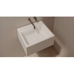 Washbasin Wall-mounted 45x40x20 I-45 no pedestal / Without overflow With 1 bowl Without hole material: Solid Surface, color: White surface: Matt Wall-mounted