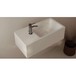 Νιπτήρας επίτοιχος 60x30x20 I-60 με 1 γούρνα με οπή αριστερά χωρίς κολώνα από solid surface, χρώμα: Λευκό επιφάνεια: Ματ Επίτοιχοι