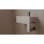 Washbasin Wall-mounted 60x30x40 no pedestal / Without overflow With 1 bowl With hole on the left / With hole on the right material: Solid Surface, color: White surface: Matt Wall-mounted Washbasin Wall-mounted 60x30x40 no pedestal / Without overflow With 1 bowl With hole on the left / With hole on the right material: Solid Surface, color: White surface: Matt Wall-mounted