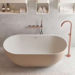 Μπανιέρα ελευθέρας τοποθέτησης 170x80x55 από solid surface επιφάνεια: Ματ, χρώμα: Λευκό/Μπεζ 170 GB-WH, Grey-Beige εξωτερικά, Λευκό εσωτερικά χωρίς λαβές