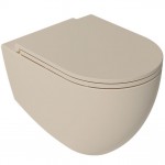 Wall-mounted toilet & toilet seat soft closing, style: Sandwich hidden fixation Rimless Slim Ivory Matt 53cm surface: Matt, color: Beige Wall-mounted Wall-mounted toilet & toilet seat soft closing, style: Sandwich hidden fixation Rimless Slim Ivory Matt 53cm surface: Matt, color: Beige Wall-mounted