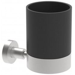 Ποτηροθήκη από inox επίτοιχος τύπος με μαύρο ποτήρι, χρώμα: Χρωμέ επιφάνεια: Βουρτσισμένη Ποτηροθήκες