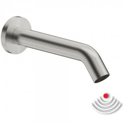 Wash basin tap Wall-mounted exposed material: Inox electronic, color: Chrome surface: Brushed Wall-mouned exposed