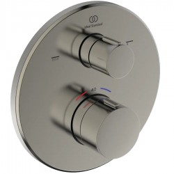 Shower tap Wall-mounted external part 2 way material: Brass thermostatic With plate without hand shower, hose and holder, color: Chrome surface: Brushed Wall-mounted - external part